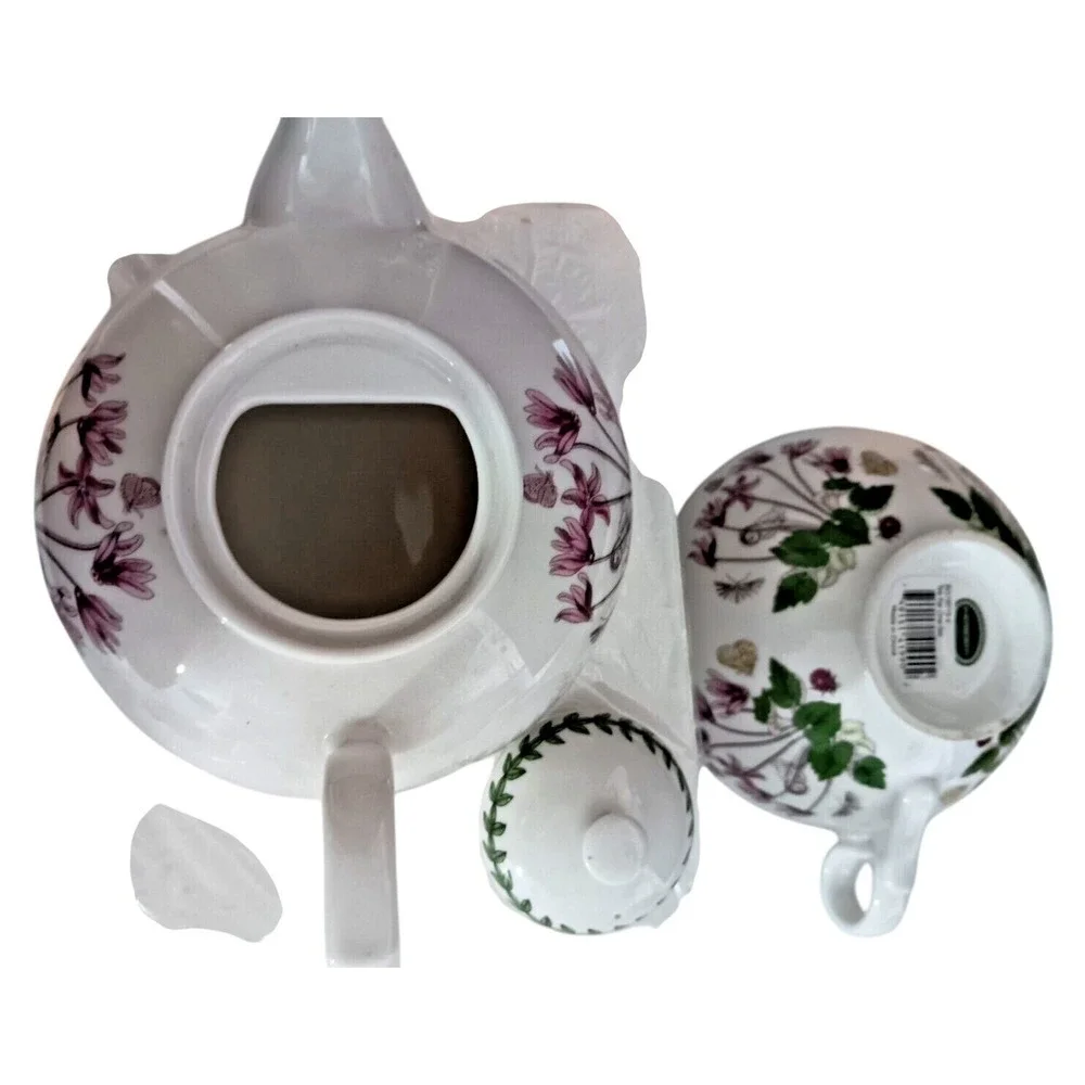 Portmeirion BOTANIC GARDEN TEA-FOR-ONE Set 12 oz TEAPOT w/ 10 oz CUP SET
